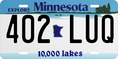 MN license plate 402LUQ