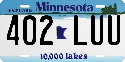 MN license plate 402LUU