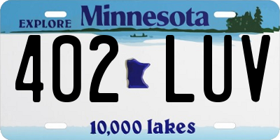 MN license plate 402LUV