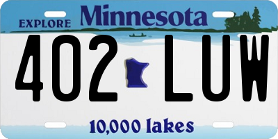 MN license plate 402LUW