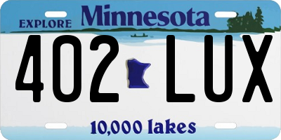 MN license plate 402LUX