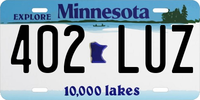 MN license plate 402LUZ