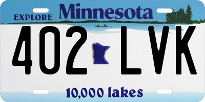 MN license plate 402LVK