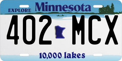 MN license plate 402MCX