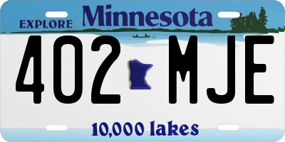 MN license plate 402MJE