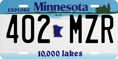 MN license plate 402MZR