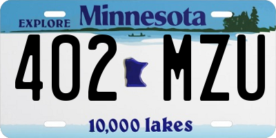 MN license plate 402MZU