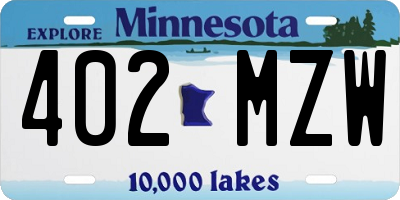 MN license plate 402MZW