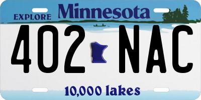 MN license plate 402NAC