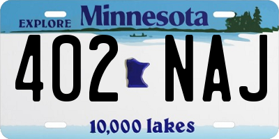 MN license plate 402NAJ
