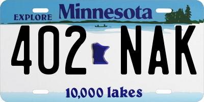MN license plate 402NAK