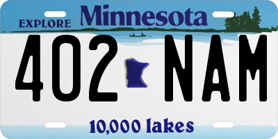 MN license plate 402NAM