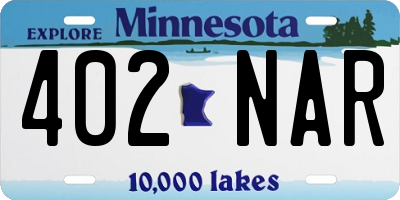 MN license plate 402NAR