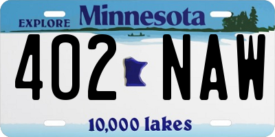 MN license plate 402NAW
