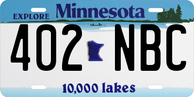 MN license plate 402NBC