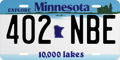 MN license plate 402NBE
