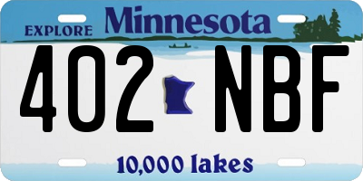 MN license plate 402NBF