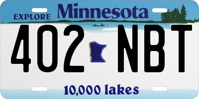 MN license plate 402NBT
