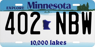 MN license plate 402NBW