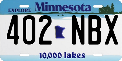 MN license plate 402NBX