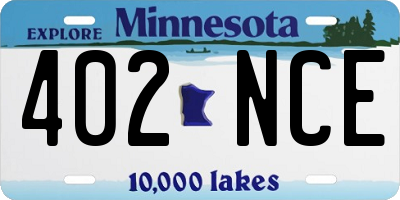 MN license plate 402NCE