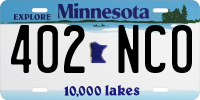 MN license plate 402NCO