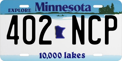 MN license plate 402NCP