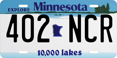 MN license plate 402NCR