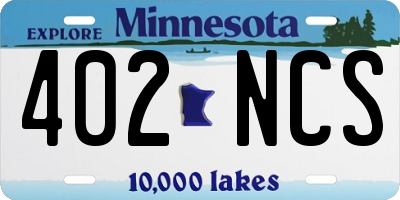 MN license plate 402NCS