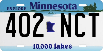 MN license plate 402NCT