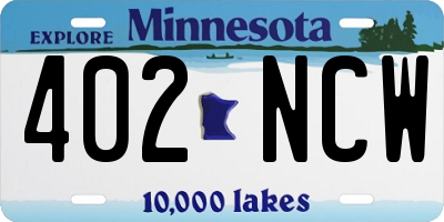 MN license plate 402NCW