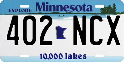 MN license plate 402NCX
