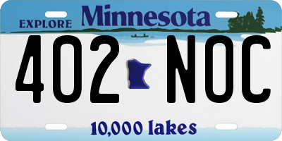 MN license plate 402NOC