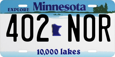 MN license plate 402NOR