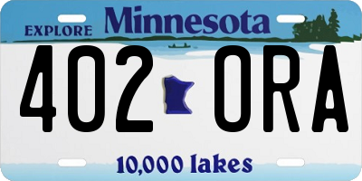 MN license plate 402ORA