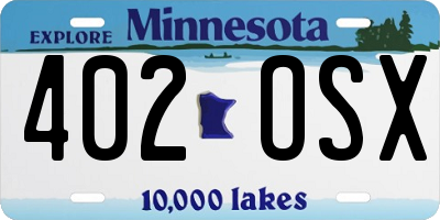 MN license plate 402OSX