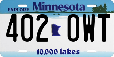 MN license plate 402OWT