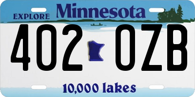MN license plate 402OZB