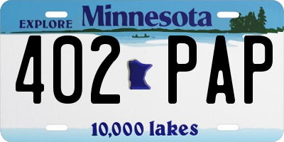 MN license plate 402PAP