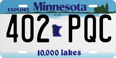 MN license plate 402PQC