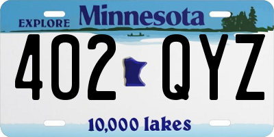 MN license plate 402QYZ