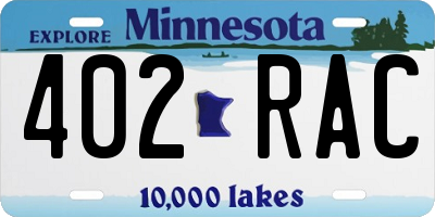 MN license plate 402RAC