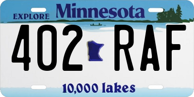MN license plate 402RAF