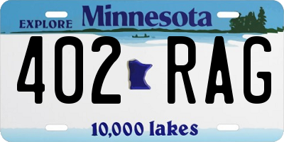 MN license plate 402RAG