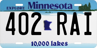 MN license plate 402RAI