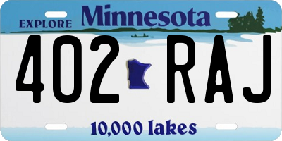MN license plate 402RAJ