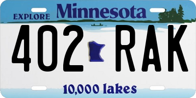 MN license plate 402RAK