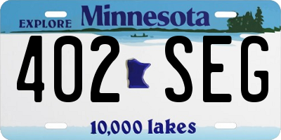 MN license plate 402SEG