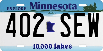 MN license plate 402SEW