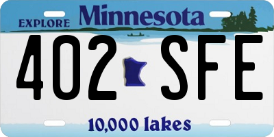 MN license plate 402SFE